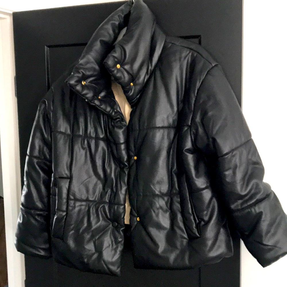 Nanushka Bomi Vegan Leather Bomber Jacket, size medium
